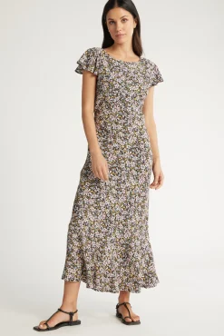 Anna Bias Cut Frill Detail Dress