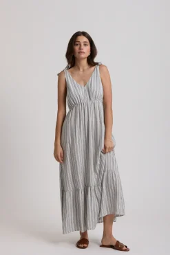 Elementary Anchor Tiered Linen Blend Dress