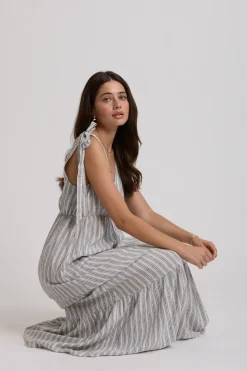 Elementary Anchor Tiered Linen Blend Dress