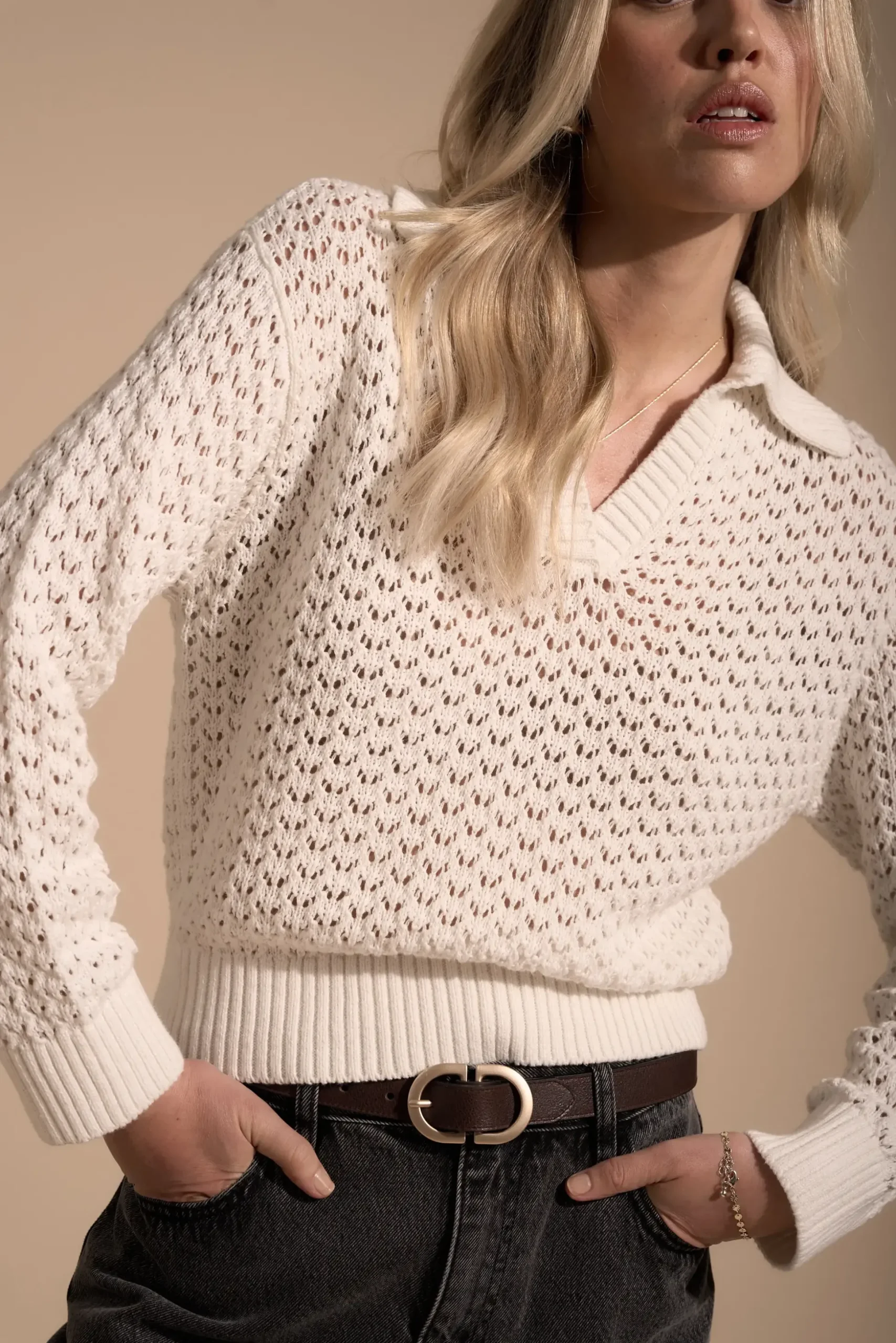 Elementary Ariel Knitted Henley Sweater