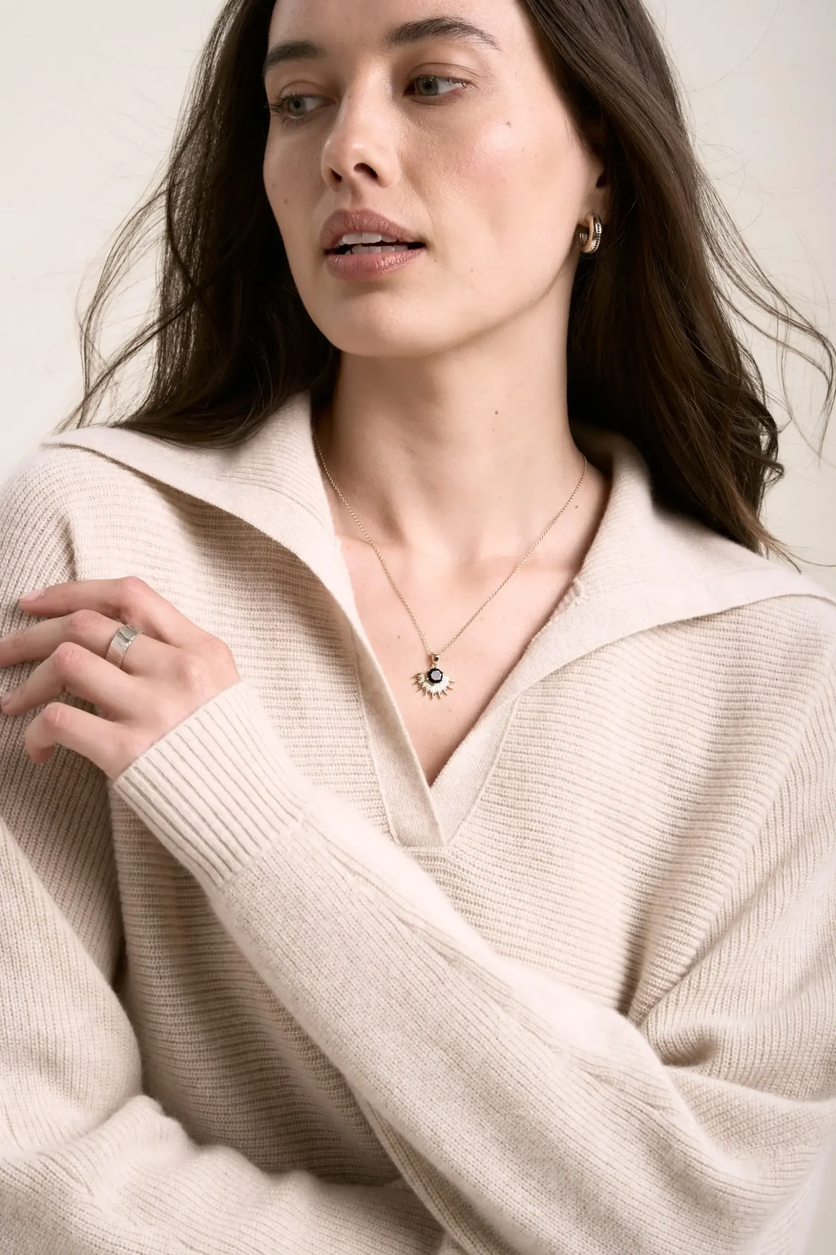 Elementary Cashmere Blend Henley Sweater