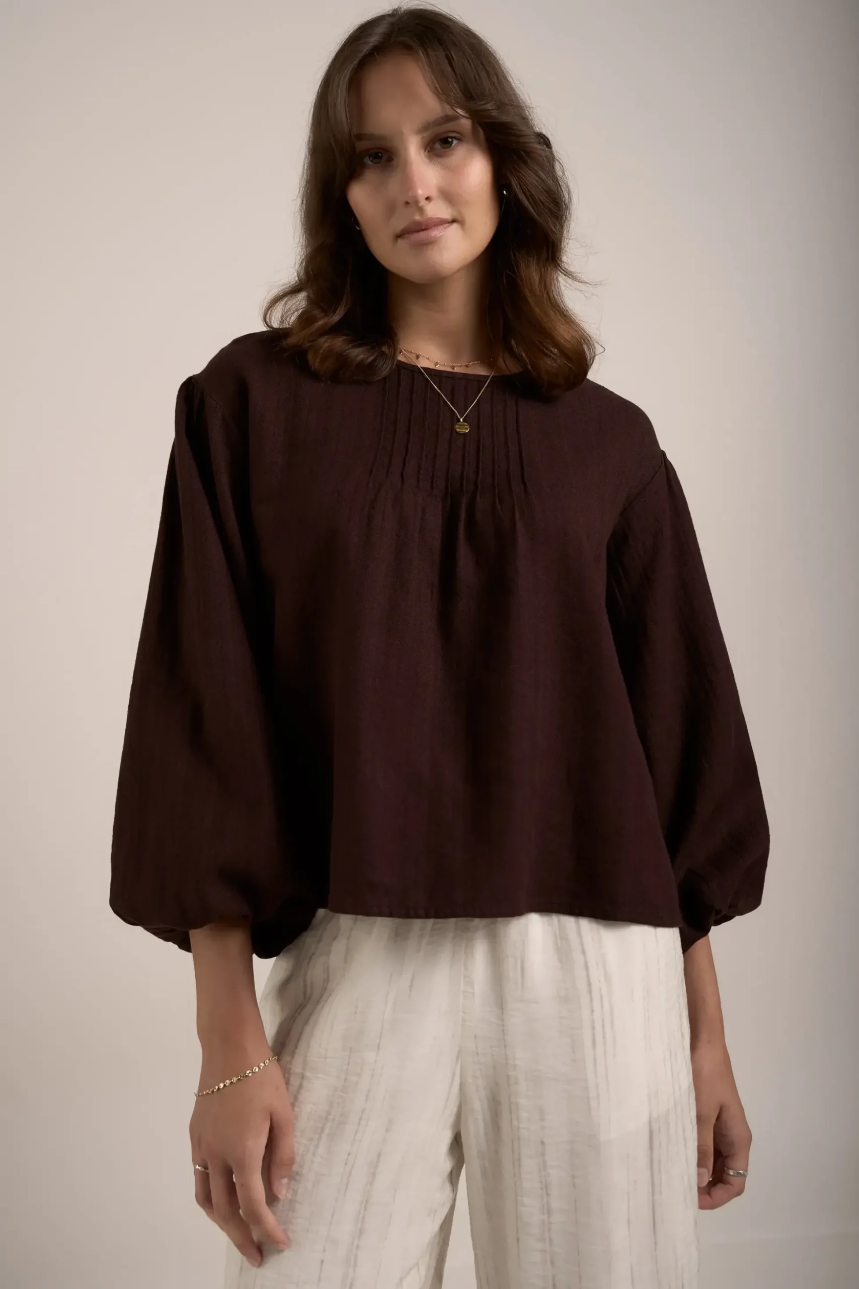 Elementary Pleated Linen Top