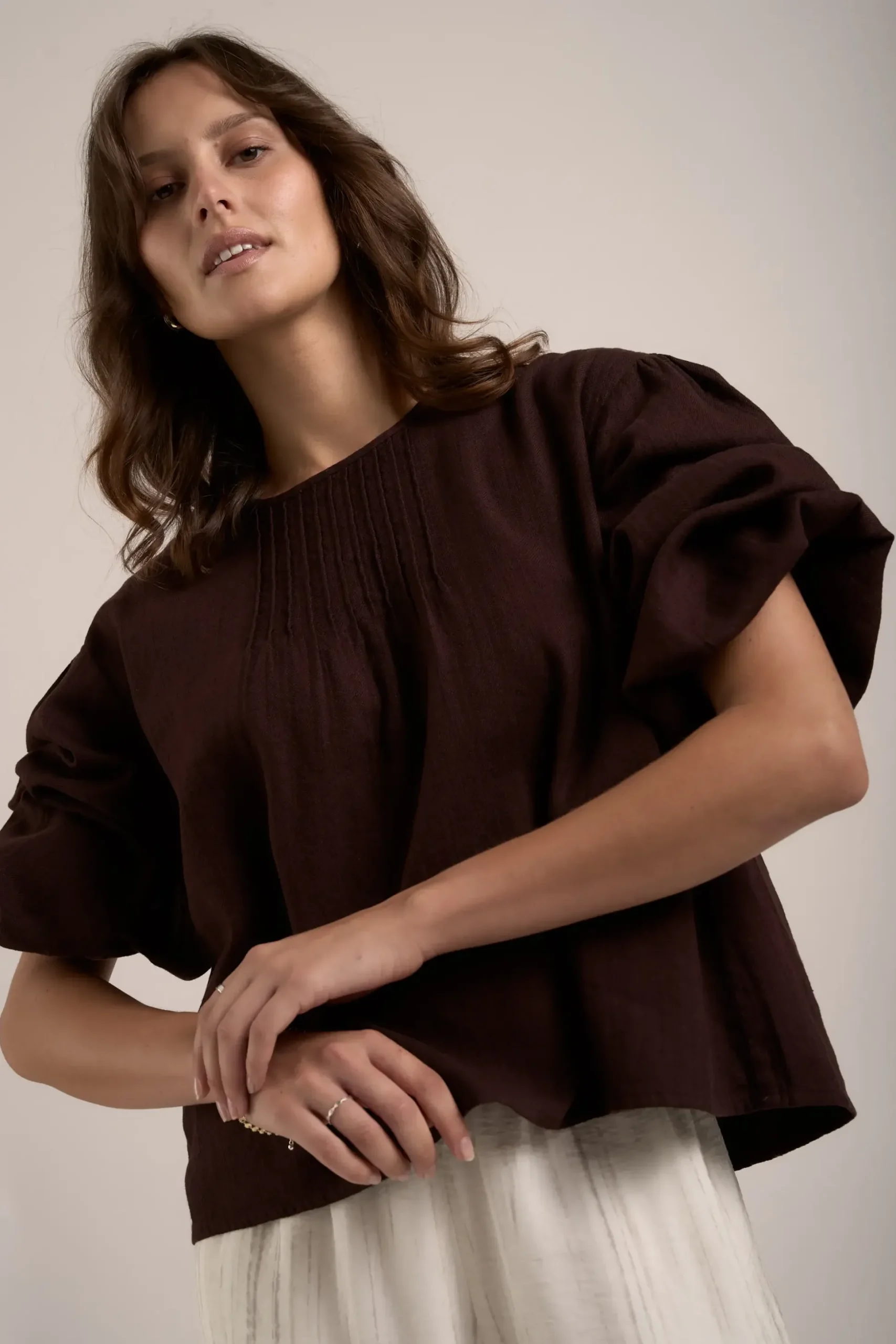 Elementary Pleated Linen Top