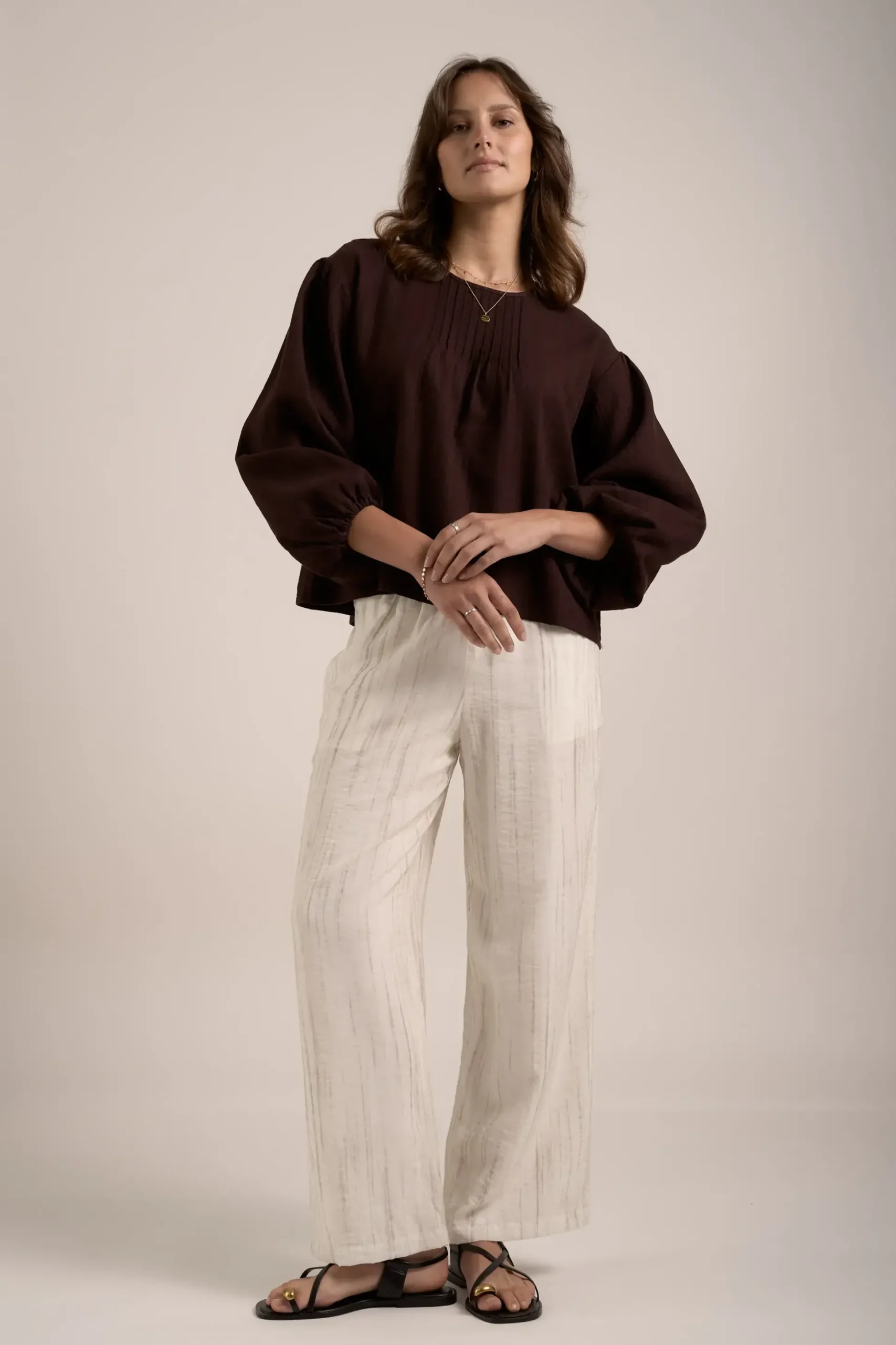 Elementary Pleated Linen Top