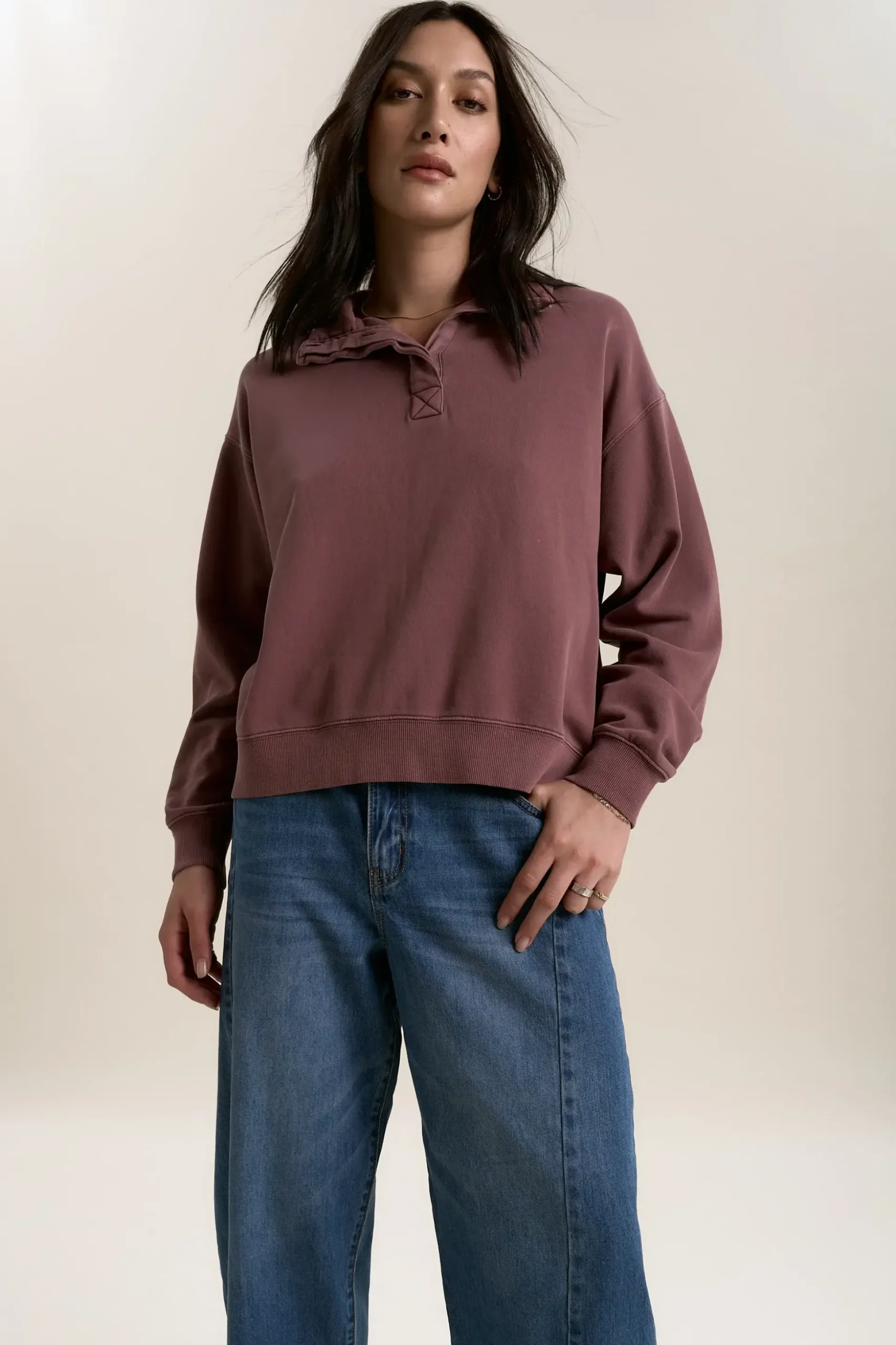 Elementary Slouchy Henley Sweater