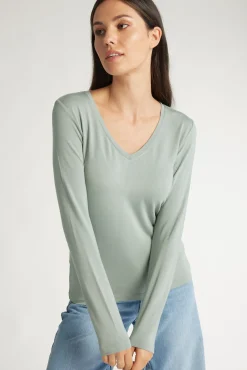 Katie Long Sleeve V Neck Tee