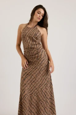 Keira Halter Neck Linen Dress