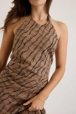 Keira Halter Neck Linen Dress