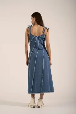 Rosa Denim Panel Detail Dress