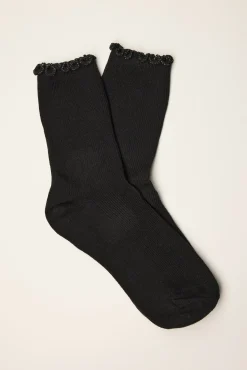 Sophia Lurex Ruffle Top Crew Socks