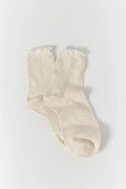 Sophia Lurex Ruffle Top Crew Socks