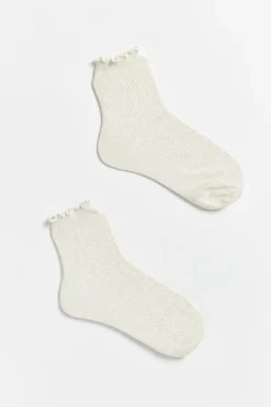 Sophia Lurex Ruffle Top Crew Socks
