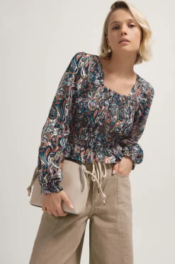 Stevie Shirred Detail Top