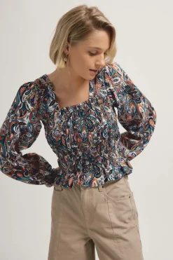 Stevie Shirred Detail Top
