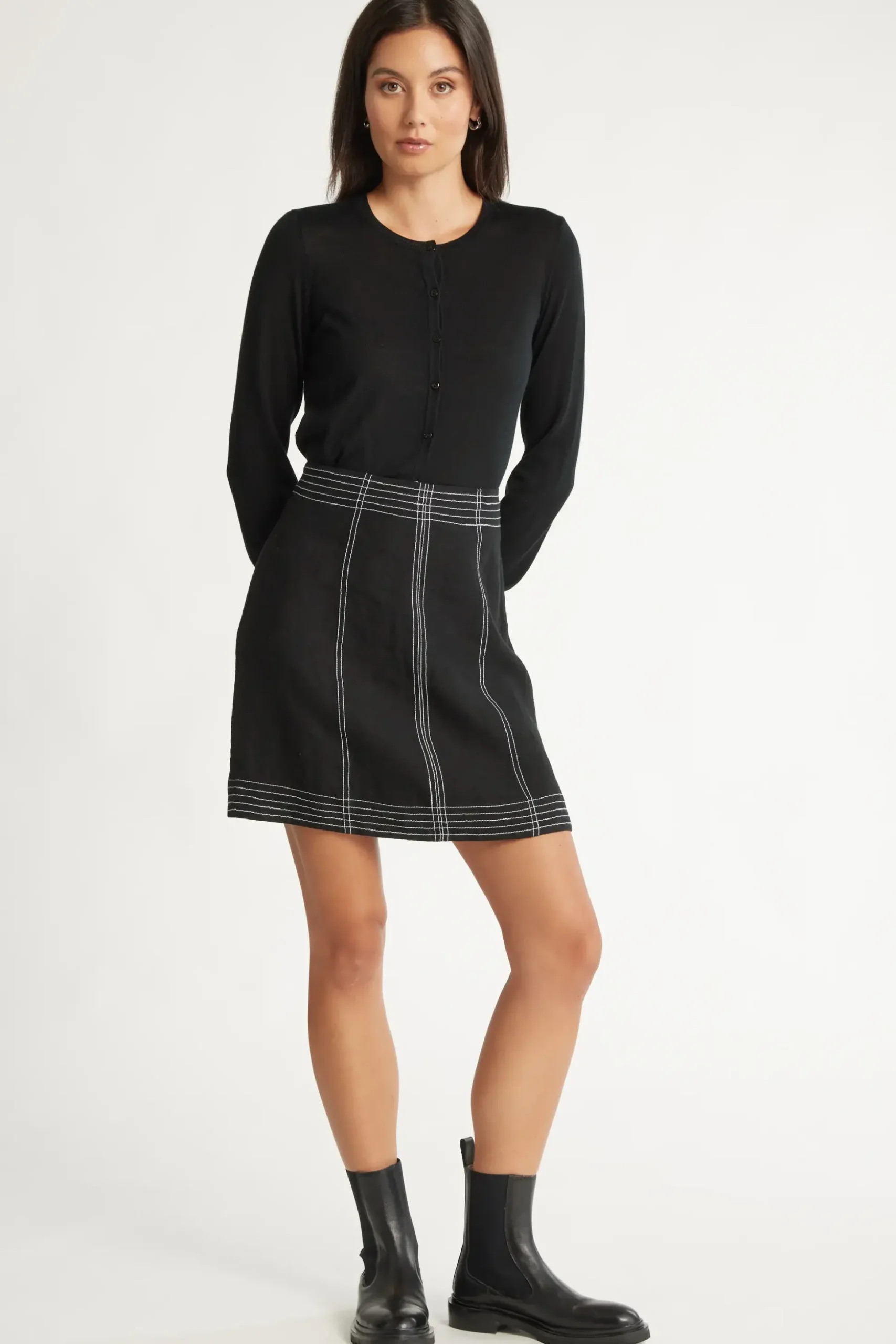 The Contrast Stitch Mini Skirt