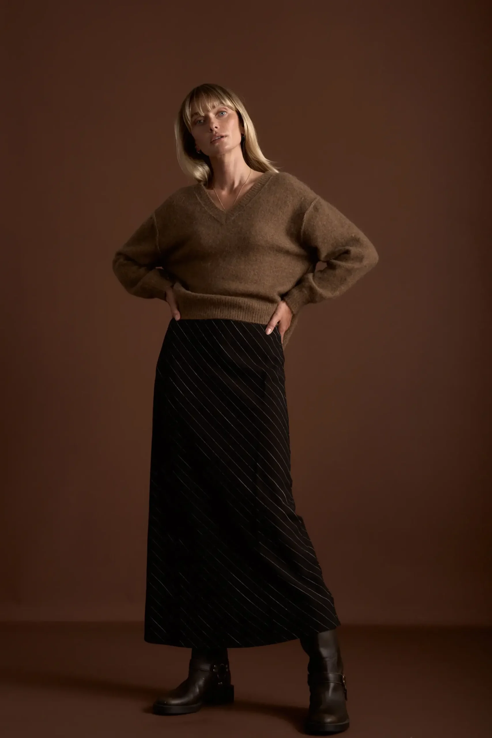 The Pinstripe Slip Skirt