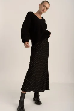 The Pinstripe Slip Skirt