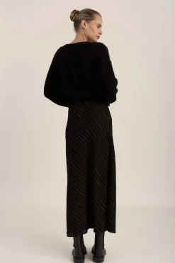 The Pinstripe Slip Skirt