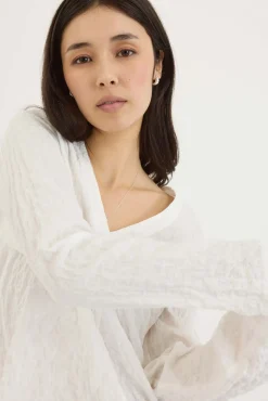 The Textured V Neck Top