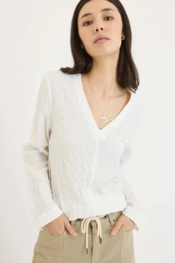 The Textured V Neck Top