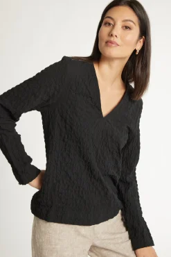 The Textured V Neck Top