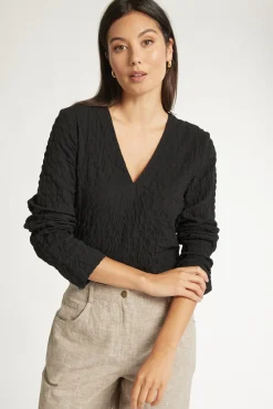 The Textured V Neck Top