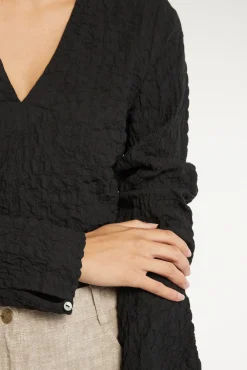 The Textured V Neck Top