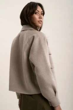 The Zip Front Wool Blend Cropped Coat