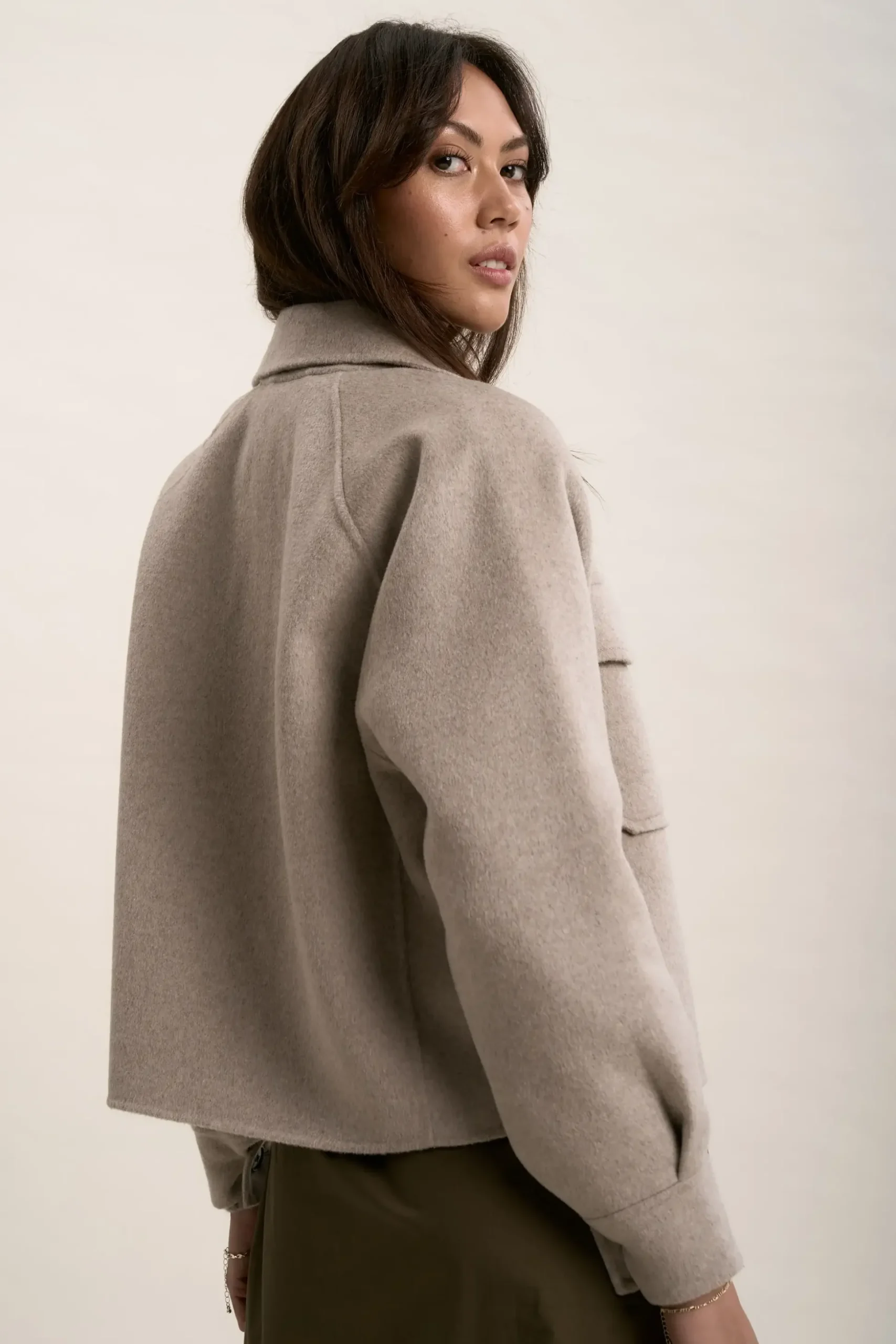 The Zip Front Wool Blend Cropped Coat