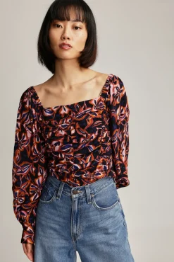 Violet Cropped Gather Detail Top