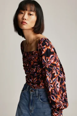 Violet Cropped Gather Detail Top