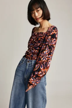 Violet Cropped Gather Detail Top