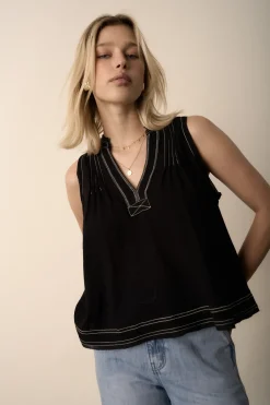 Wren Contrast Stitch Sleeveless Top