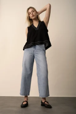 Wren Contrast Stitch Sleeveless Top